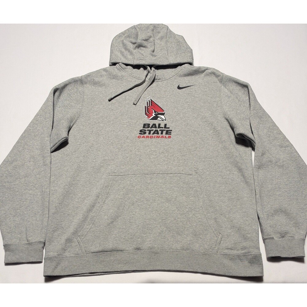 Ball State University Cardinals Nike Hoodie Sweatshirt BSU Mens XL Gray